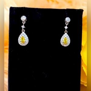 Canary Diamond Yellow & White Diamond Dangle Stud Earrings NEW!